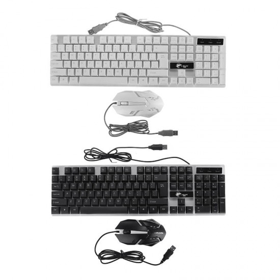 T350 104 Keys Wired 6 Colors Backlit Gaming Keyboard and 2000DPI LED Mouse Combo