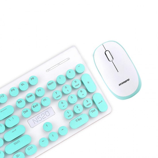 N520 2.4GHz Wireless Retro Keyboard and Mouse Combo Set for School Office Use