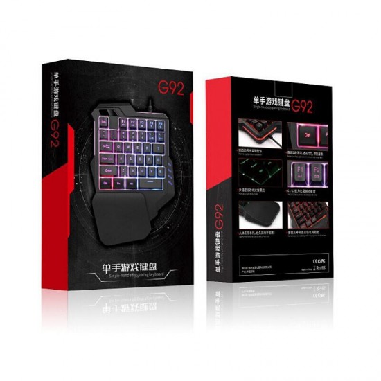 G92 Single Hand Gaming Keyboard 35 Keys One Hand Left Hand Mobile Game USB Keyboard for Computer Laptop PC