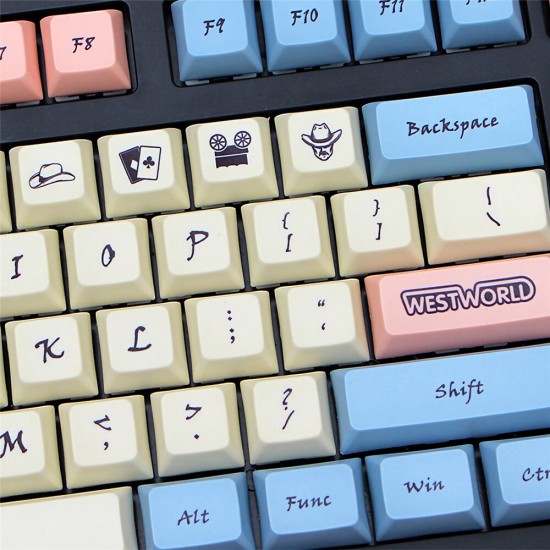 104 Keys West World Keycap Set KT1 Profile PBT Sublimation Keycaps for Mechanical Keyboards