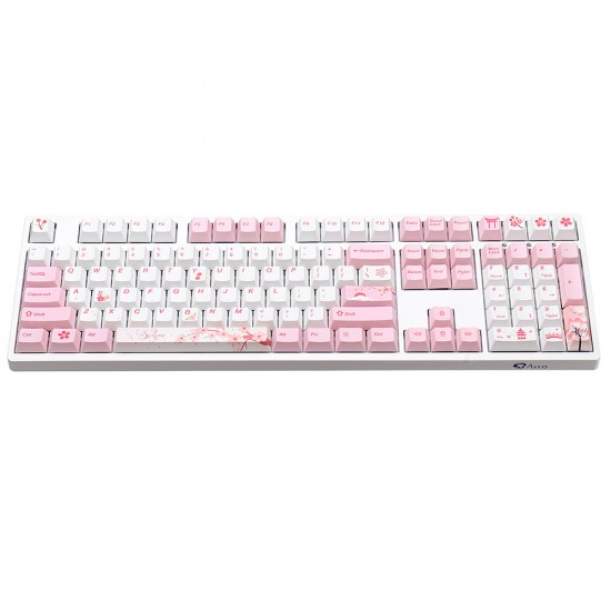 108/130 Keys Pink White Keycap Set Profile PBT Sublimation Keycaps for Mechanical Keyboard