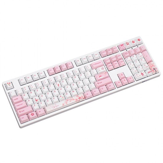 108/130 Keys Pink White Keycap Set Profile PBT Sublimation Keycaps for Mechanical Keyboard