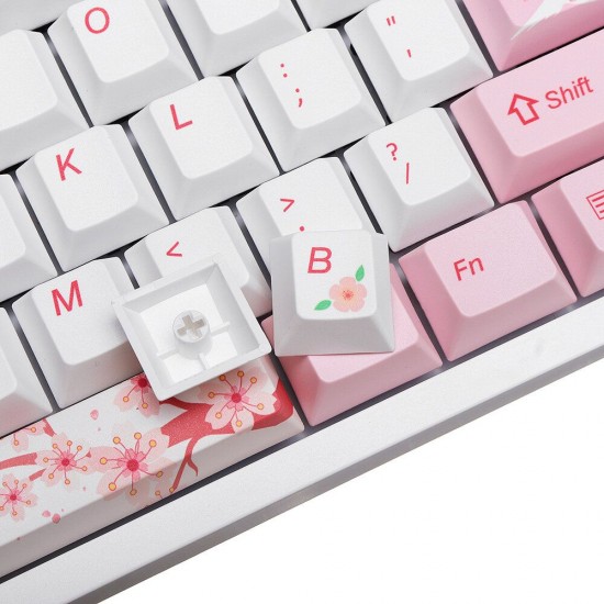 108/130 Keys Pink White Keycap Set Profile PBT Sublimation Keycaps for Mechanical Keyboard