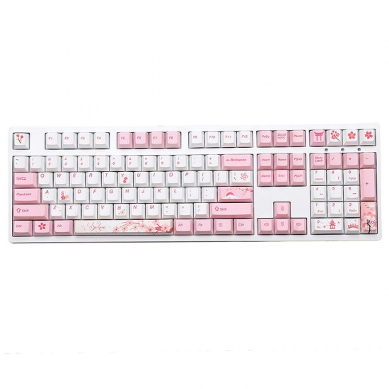 108/130 Keys Pink White Keycap Set Profile PBT Sublimation Keycaps for Mechanical Keyboard