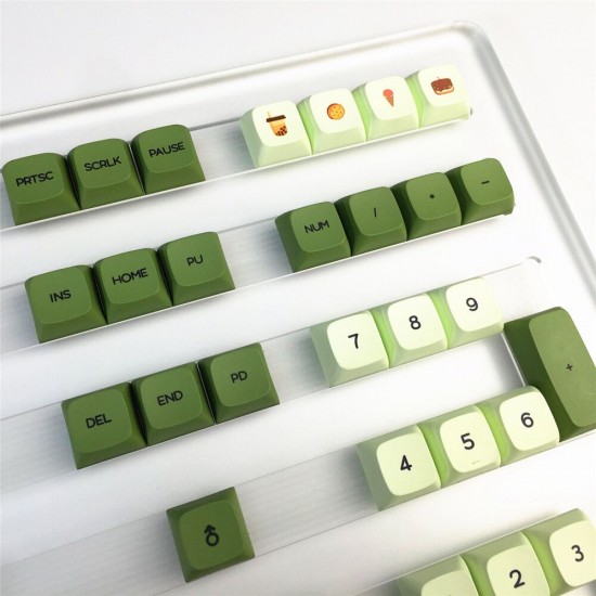 124 Keys Matcha Keycap Set XDA Profile PBT Sublimation Japanese/Korean/Russian Keycaps for Mechanical Keyboard