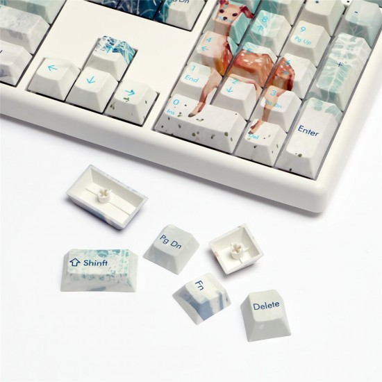 126 Keys Winter Time Keycap Set OEM Profile PBT Keycaps for 61/64/87/104/108 Keys Mechanical Keyboards