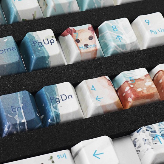 126 Keys Winter Time Keycap Set OEM Profile PBT Keycaps for 61/64/87/104/108 Keys Mechanical Keyboards