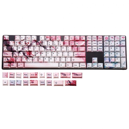 126 Keys Blossom Keycap Set OEM Profile PBT Five-sided Sublimation Keycaps for Mechanical Keyboard