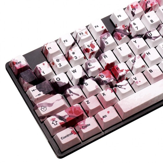 126 Keys Blossom Keycap Set OEM Profile PBT Five-sided Sublimation Keycaps for Mechanical Keyboard