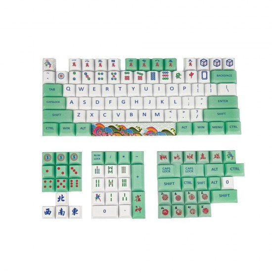 128 Keys Mahjong Keycap Set Profile PBT Sublimation Keycaps for Mechanical Keyboard