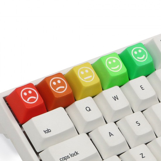 5 Keys Personality Emotion Keycap Set Profile PBT Dip-dye Carving Keycaps for Mechanical Keyboard