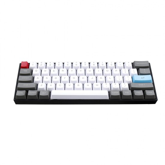 61 Keys White&Grey Keycap Set OEM Profile PBT Thick ANSI Layout Keycaps for 60% Mechanical Keyboard