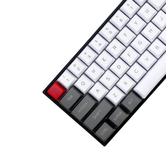 61 Keys White&Grey Keycap Set OEM Profile PBT Thick ANSI Layout Keycaps for 60% Mechanical Keyboard