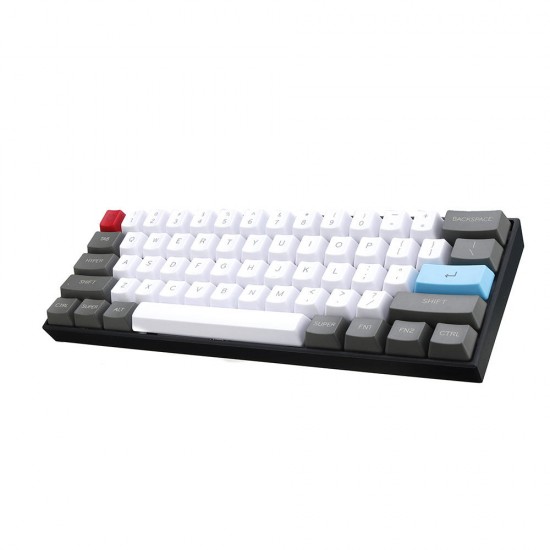 61 Keys White&Grey Keycap Set OEM Profile PBT Thick ANSI Layout Keycaps for 60% Mechanical Keyboard