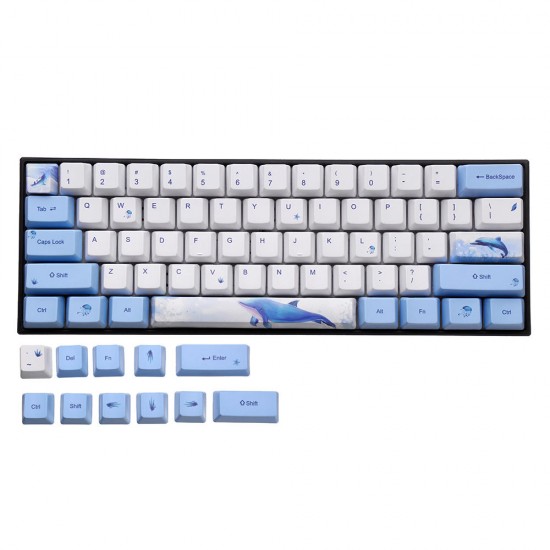 72 Keys Whale Keycap Set OEM Profile PBT Sublimation Keycaps for Mechanical Keyboard