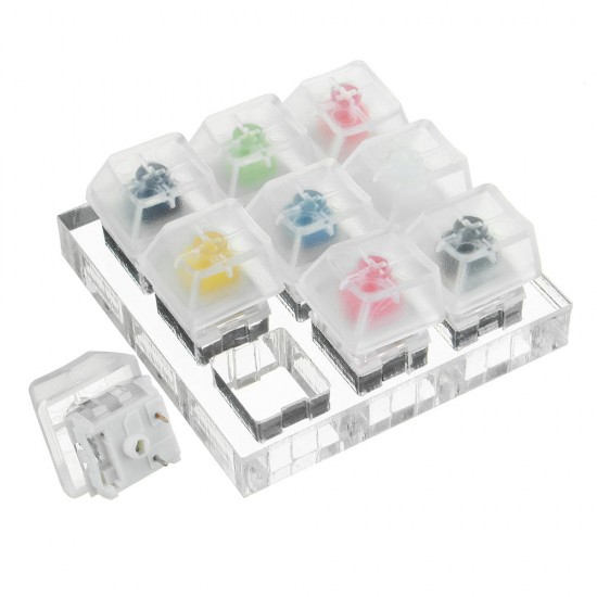 9 Key Kailh BOX Switch Keyboard Switch Tester with Acrylic Base and Clear Keycaps