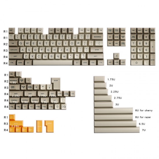 159 Keys 1980s Keycap Set SA Profile ABS Two-color Molding Keycaps for Mechanical Keyboards