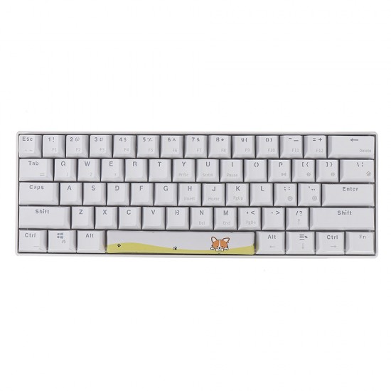 PBT OEM Profile Yellow Dog Shark Space Bar 6.25u Novelty Keycap for GK61 Black Case and MX Switch Keyboard