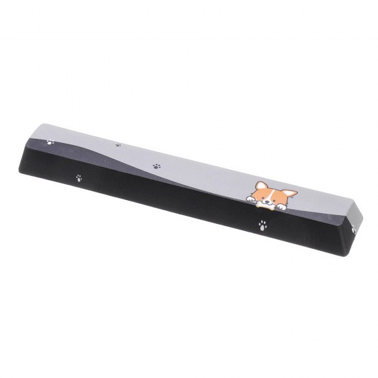PBT OEM Profile Yellow Dog Space Bar 6.25u Novelty Keycap for GK61 Black Case and MX Switch Keyboard