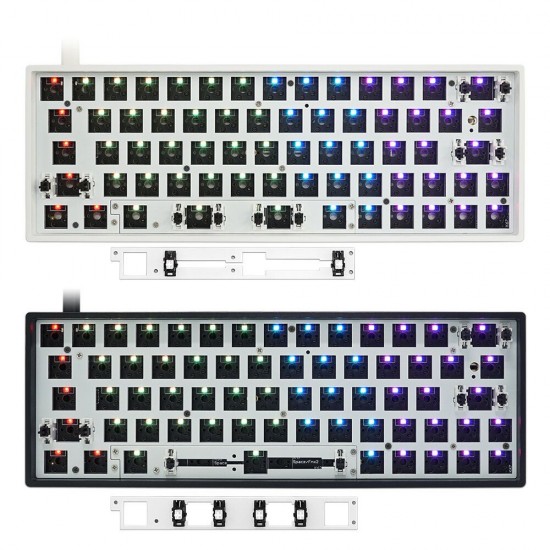 Customized GK64XS RGB Hot Swappable 60% Programmable bluetooth Wired Case Customized Kit PCB Mounting Plate Case with Replacable Space Key