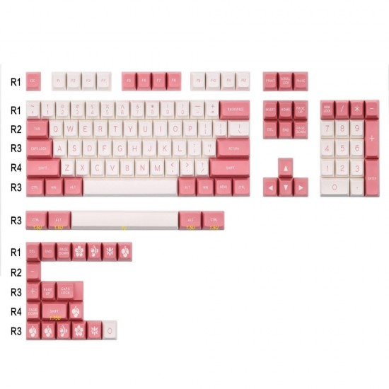 108 Keys Pink&White Keycap Set SA Profile ABS Double Shot Keycaps for Mechanical Keyboard