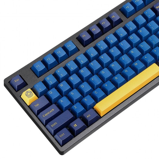 108 Keys Blue Yellow Keycap Set OEM Profile PBT Keycaps for 61/68/87/104/108 Keys Mechanical Keyboards Comes With 4 Replacement Keycaps