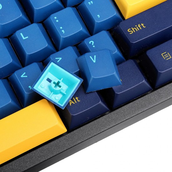 108 Keys Blue Yellow Keycap Set OEM Profile PBT Keycaps for 61/68/87/104/108 Keys Mechanical Keyboards Comes With 4 Replacement Keycaps