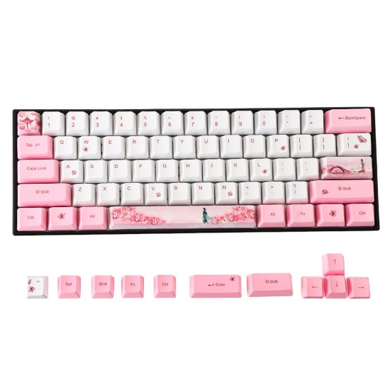 72 Keys Girl Keycap Set OEM Profile PBT Sublimation Keycaps for 60% Anne pro 2 RK61 GK61 GK64 Mechanical Keyboard