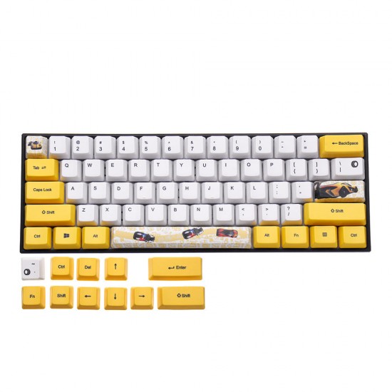 72 Keys Yellow&White Keycap Set OEM Profile PBT Sublimation Keycaps for 60% Anne pro 2 RK61 GK61 GK64 Mechanical Keyboard