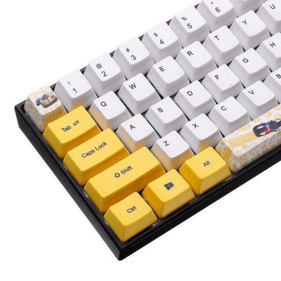72 Keys Yellow&White Keycap Set OEM Profile PBT Sublimation Keycaps for 60% Anne pro 2 RK61 GK61 GK64 Mechanical Keyboard