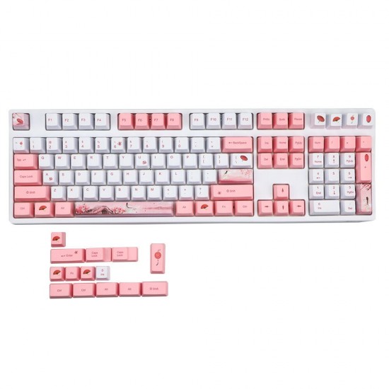 73/122 Keys Sakura Keycaps PBT OEM Profile Key Cap for MX Switches DZ60/XD64/GH60 RK61/ALT61/Annie Mechanical Keyboard