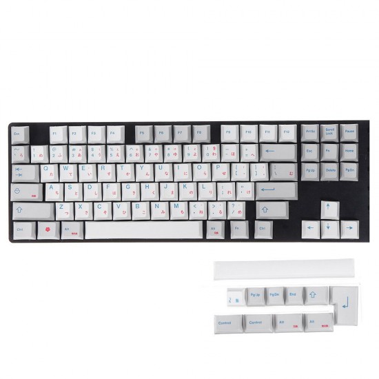 96 Keys Grey Keycap Set Profile PBT Sublimation Japanese Keycaps for Mechanical Keyboard