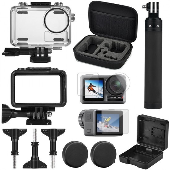 40M Waterproof Protective Case Frame Shell Screen Film Selfie Stick for DJI OSMO Action Sports Camera 40M Waterproof Protective Case Frame Shell Screen Film Selfie Stick for DJI OSMO Action Sports Camera