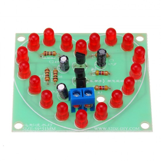 Assembled Electronic Heart-shaped LED Flash Light Module Board 3-4V 6.1x6.8cm