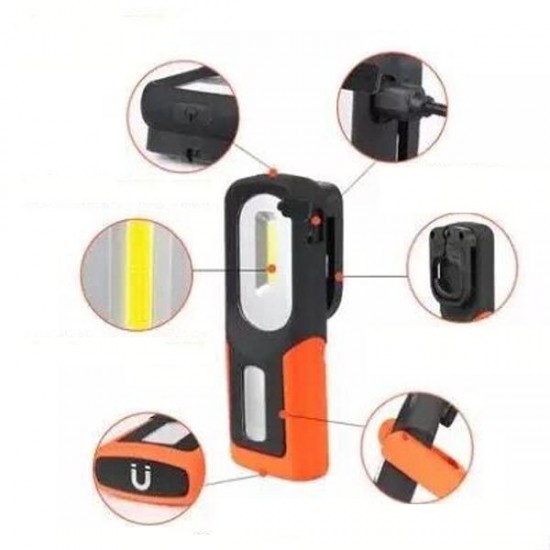 5W Portable COB LED USB Rechargeable Magnetic Work Light Folding Hook Tent Camping Torch Flashlight