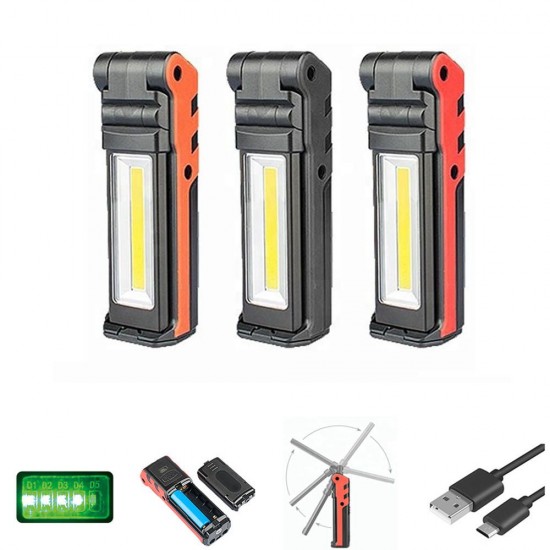 5W+3W+3W USB Rechargeable Portable COB LED Work Camping Light Magnetic Dimming Flashlight 5W+3W+3W USB Rechargeable Portable COB LED Work Camping Light Magnetic Dimming Flashlight