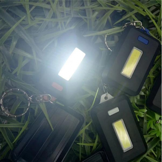 Mini Portable COB LED Work Light Inspection Battery Powered Key Chain Tent Pocket Lamp