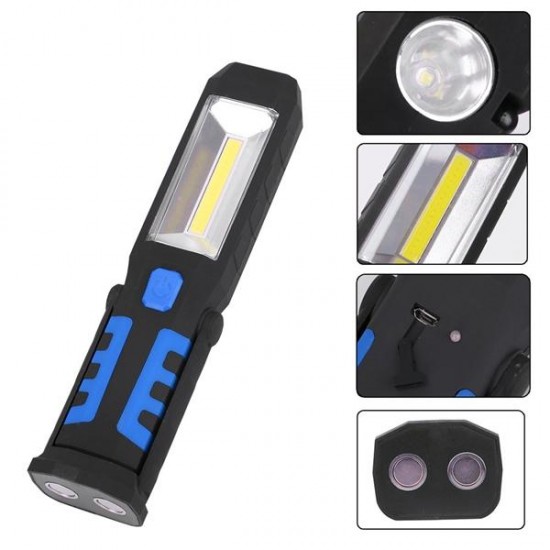 Portable 3W COB LED USB Rechargeable Work Light Magnetic Hanging Torch for Outdoor Camping