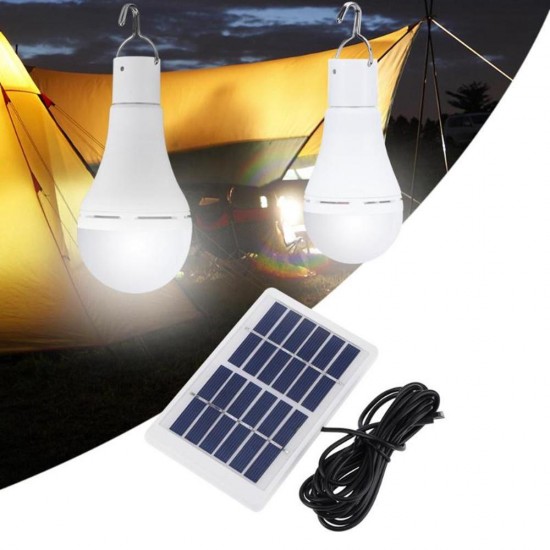 Portable 7W Solar Panel USB Rechargeable Camping Light 20 COB LED Bulb Lamp for Outdoor Emergency