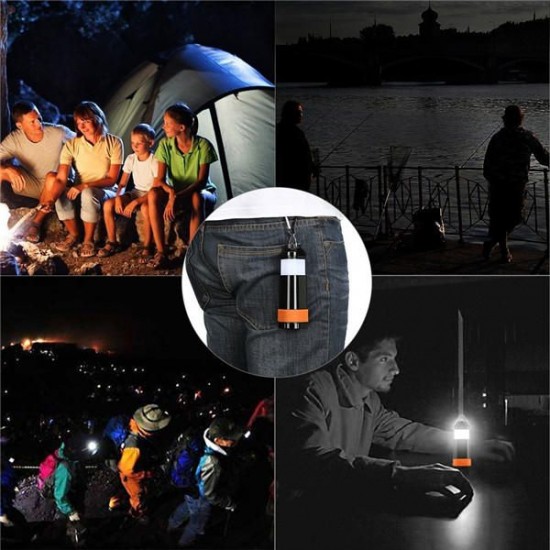 Portable Collapsible LED Lantern Flashlight Batteries Powered Camping Light with 3 Modes