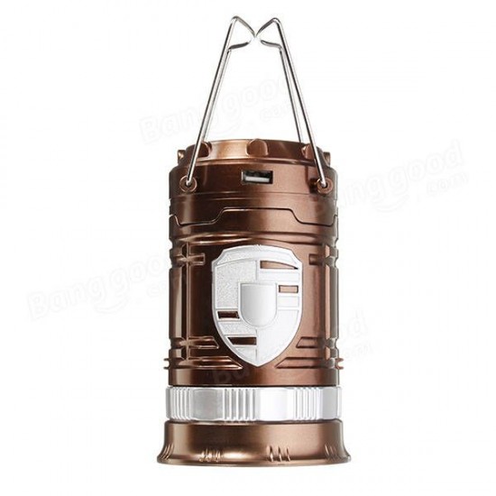 Solar Powered Rechargeable Rotating Flashlight Collapsible Outdoor LED Camping Lantern AC110-220V