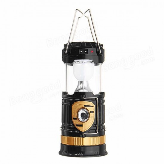 Solar Powered Rechargeable Rotating Flashlight Collapsible Outdoor LED Camping Lantern AC110-220V