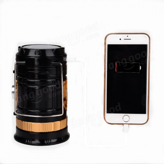 Solar Powered Rechargeable Rotating Flashlight Collapsible Outdoor LED Camping Lantern AC110-220V