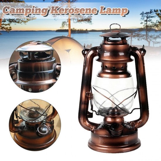 Vintage Style Lantern Kerosene Paraffin Oil Outdoor Camping Hiking Lamp Home Dec