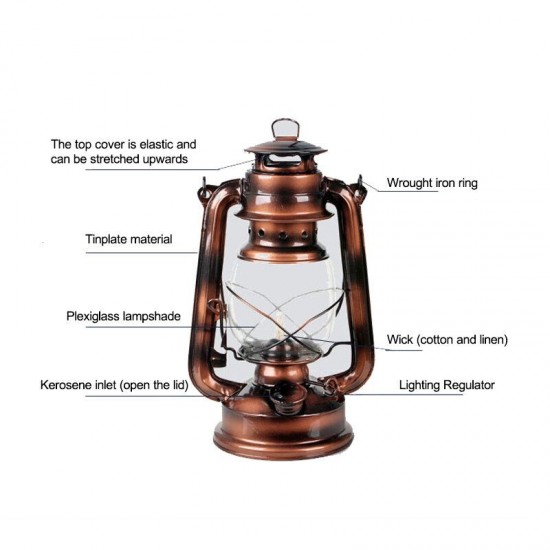 Vintage Style Lantern Kerosene Paraffin Oil Outdoor Camping Hiking Lamp Home Dec