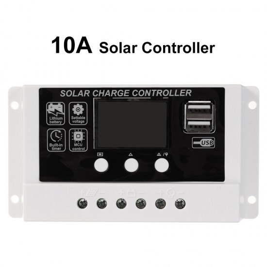 10A/20A/30A 12V/24V LCD Solar Charger Controller USB Dual Solar Panel Regulator