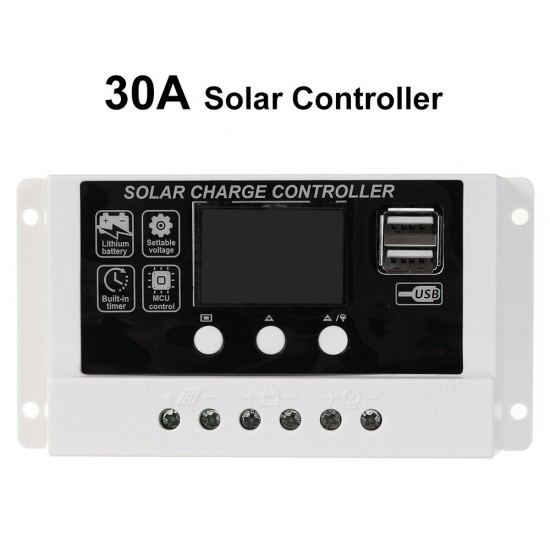 10A/20A/30A 12V/24V LCD Solar Charger Controller USB Dual Solar Panel Regulator 10A/20A/30A 12V/24V LCD Solar Charger Controller USB Dual Solar Panel Regulator