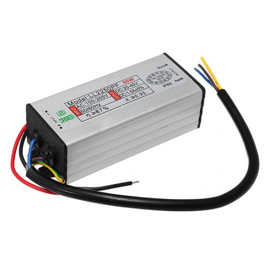 AC100-265V To DC20-40V 50W Waterproof LED Driver Power Supply With SMD Chip