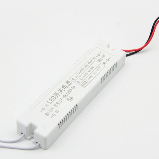 AC220V To DC12V 5A 60W LED Driver Built-in Power Supply Lighting Transformer for Home Indoor Outdoor Use AC220V To DC12V 5A 60W LED Driver Built-in Power Supply Lighting Transformer for Home Indoor Outdoor Use