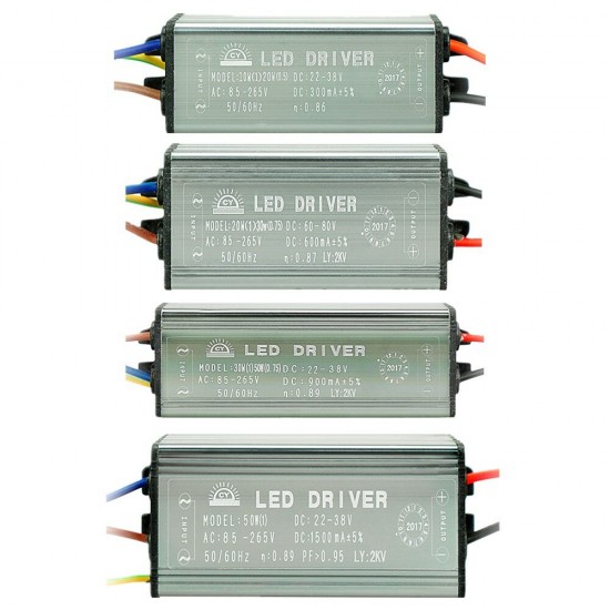 AC85-265V To DC22-38V 10W 20W 30W 50W IP65 No Flicker Convert LED Driver for Flood Light